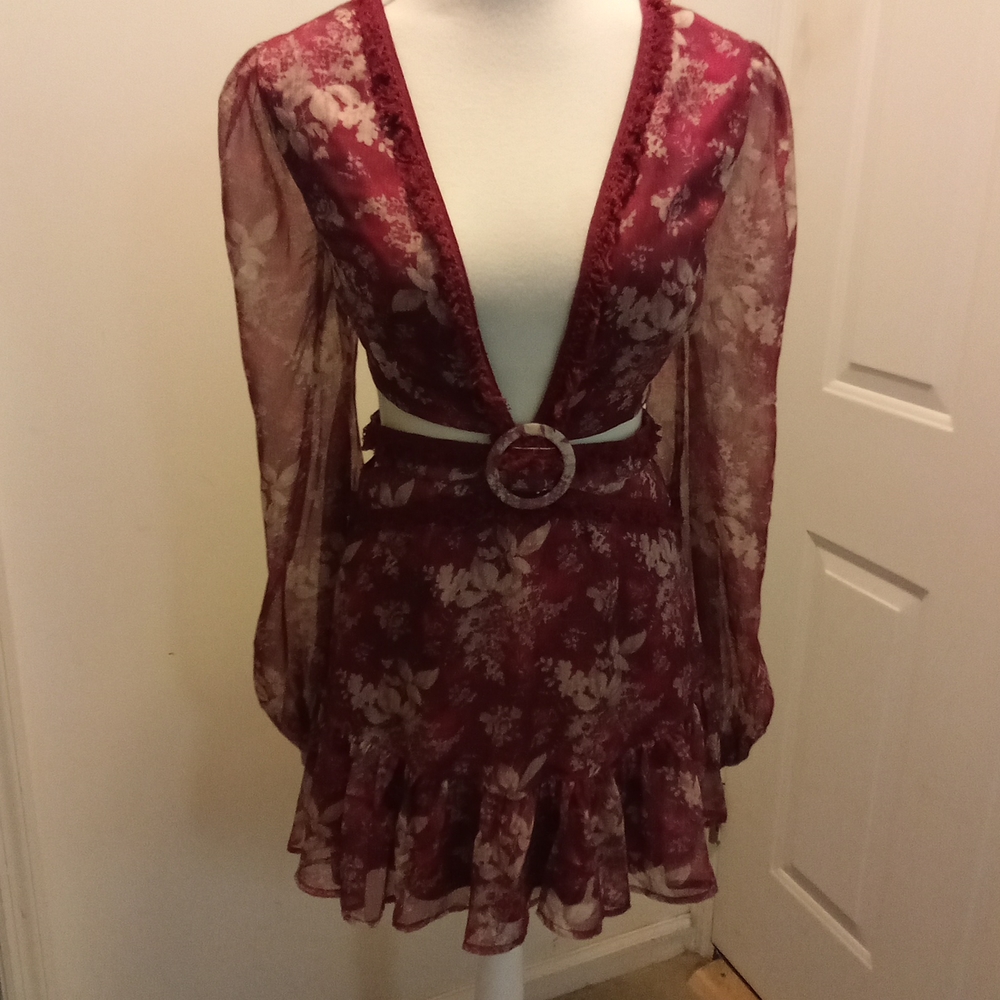 Blush boutique boho strappy cutout Fringe dress lace up back mini sexy